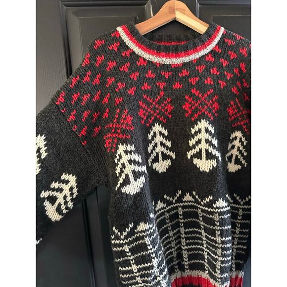 CAMBRIDGE CLASSICS Red & Black Wool Blend Heavy Sweater Size XL vintage - Picture 2 of 4